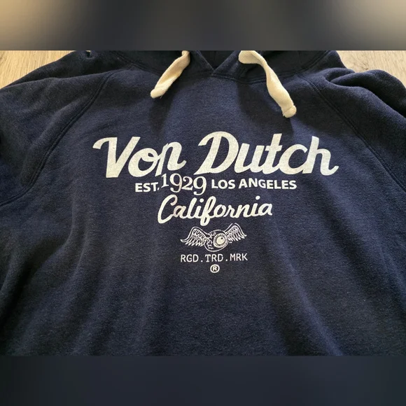 Woman's Size XL Von Dutch Navy Blue Sweatshirt Hoodie - Picture 3 of 6